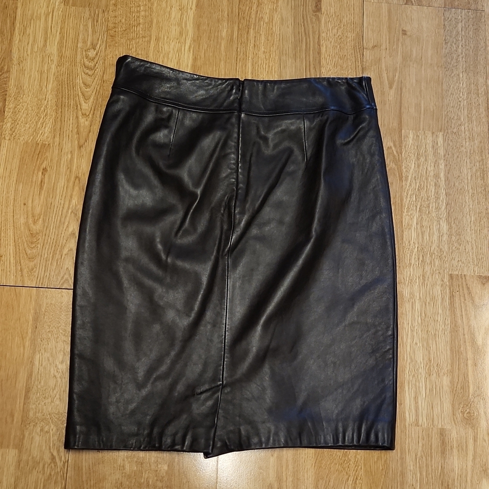 Classiques Entier brown leather pencil skirt sz 6 - Picture 3 of 3